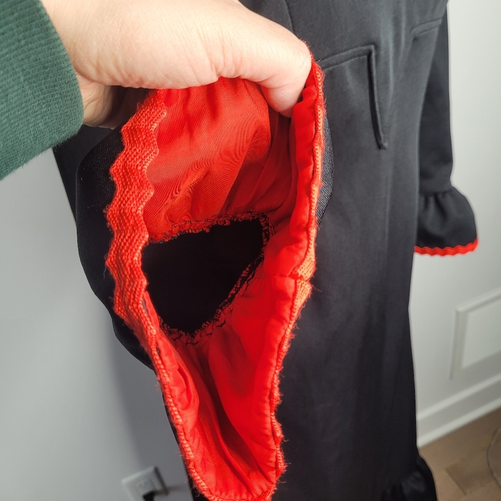 Vintage 1960's black maxi dress with red trim - Picture 13 of 14